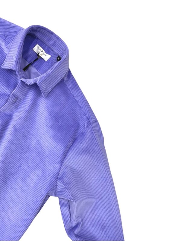 purple curduroy shirt