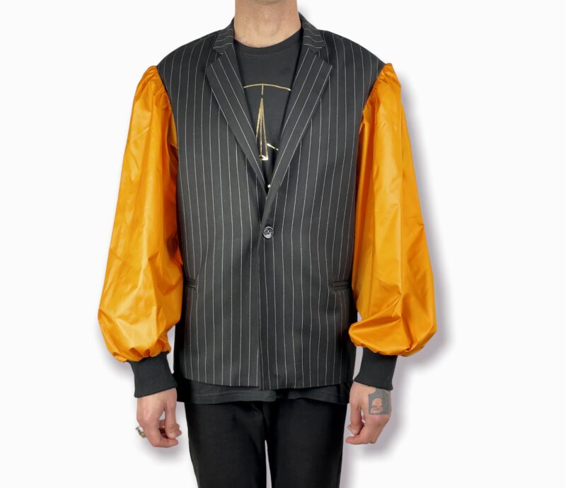 jacket with orange -fly jacket- sleeves