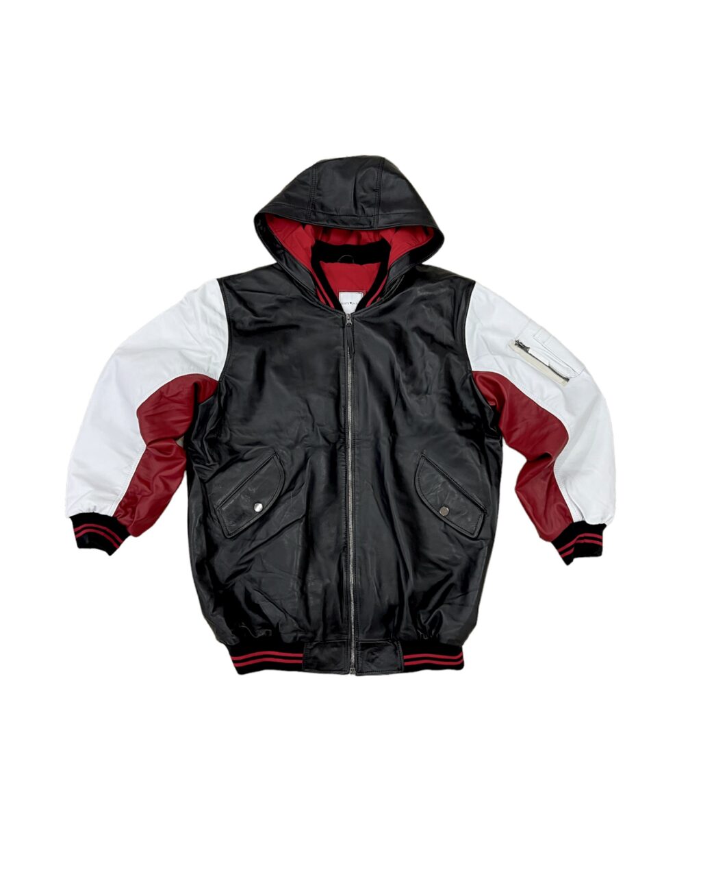 Multicolour Black Oversized Leather Jacket