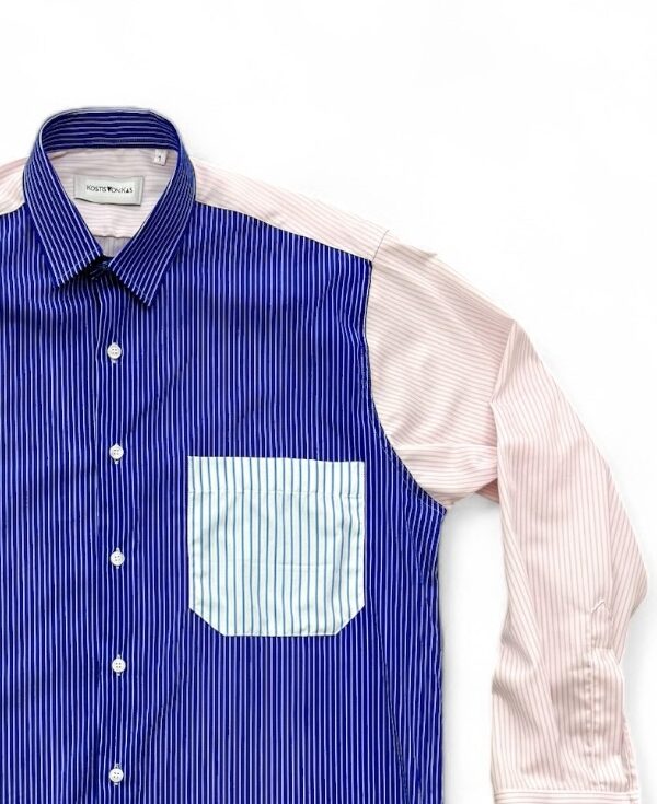 Multi Color Cotton Shirt With Blue Pocket