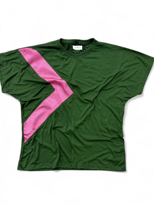 Triangle T- Shirt Green With Pink
