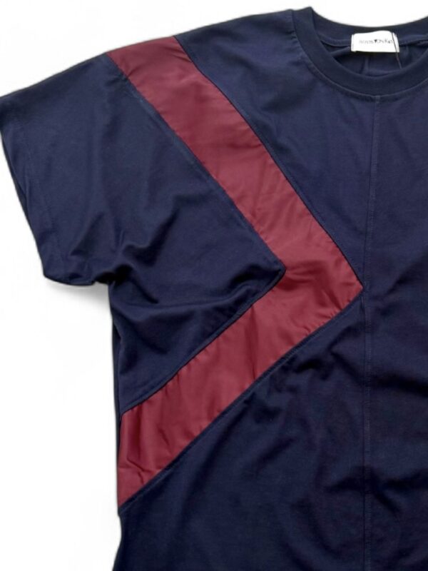 Triangle T- Shirt Blue with Burgundy