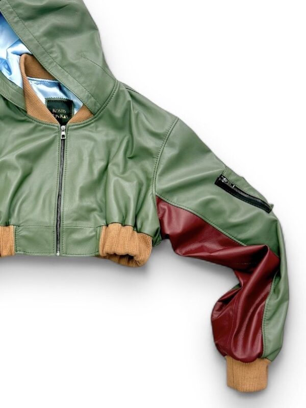 Leather Crop Bomber Jacket