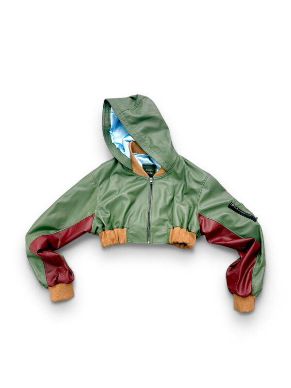 Leather Crop Bomber Jacket