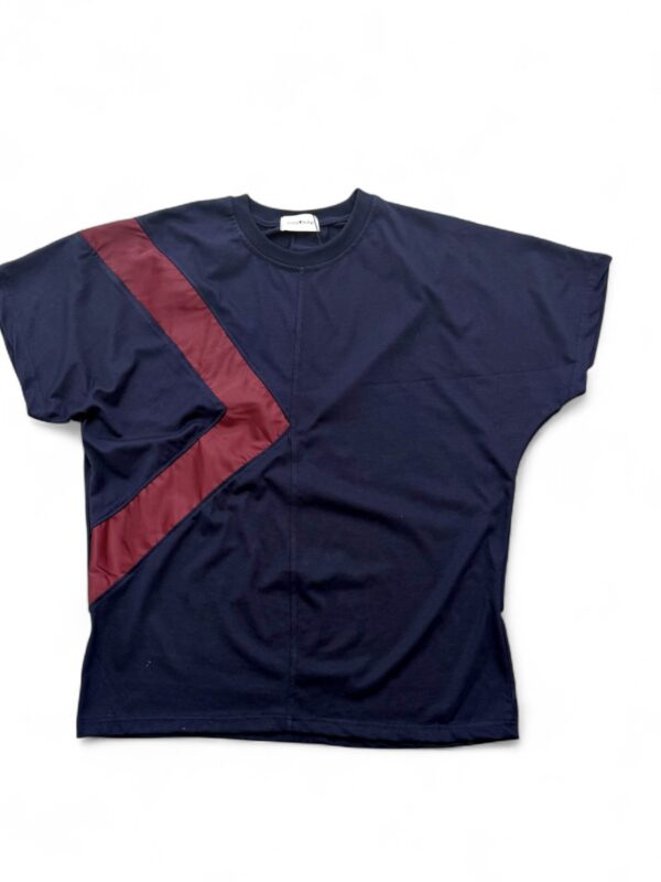Triangle T- Shirt Blue with Burgundy