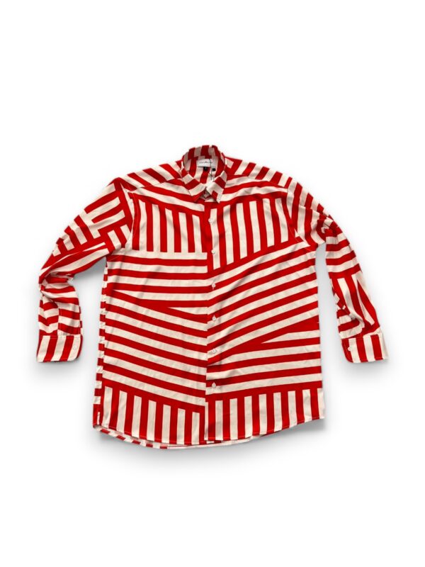Red & White Geometric Satin Shirt