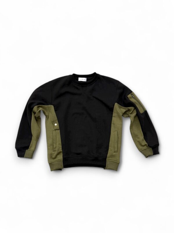 Two-Tone Utility Sweatshirt Black & Khaki
