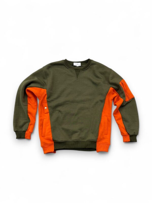 Two-Tone Utility Sweatshirt Orange & Khaki
