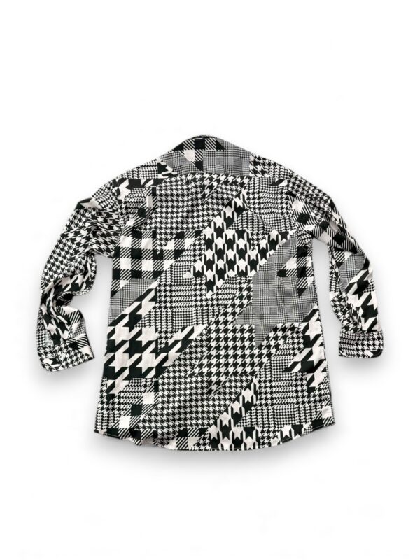 Geometric Houndstooth Patchwork Shirt
