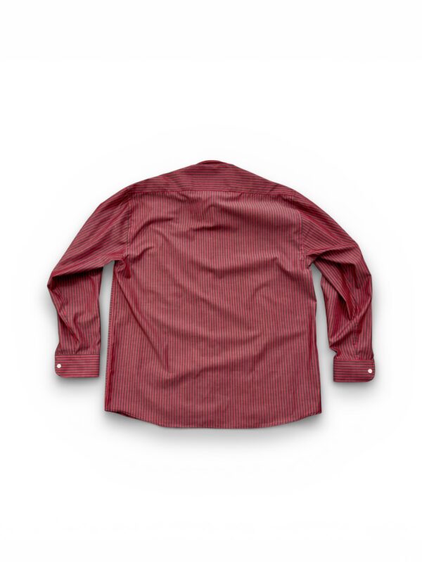 Deep Red & Dark Grey Pinstripe Regular Fit Shirt