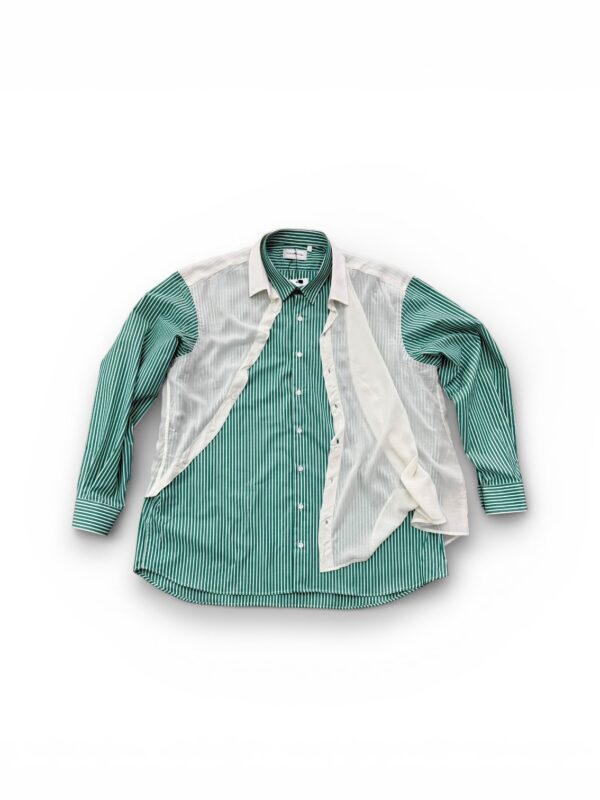 Layered Striped Shirt with Muslin Overlay Detail