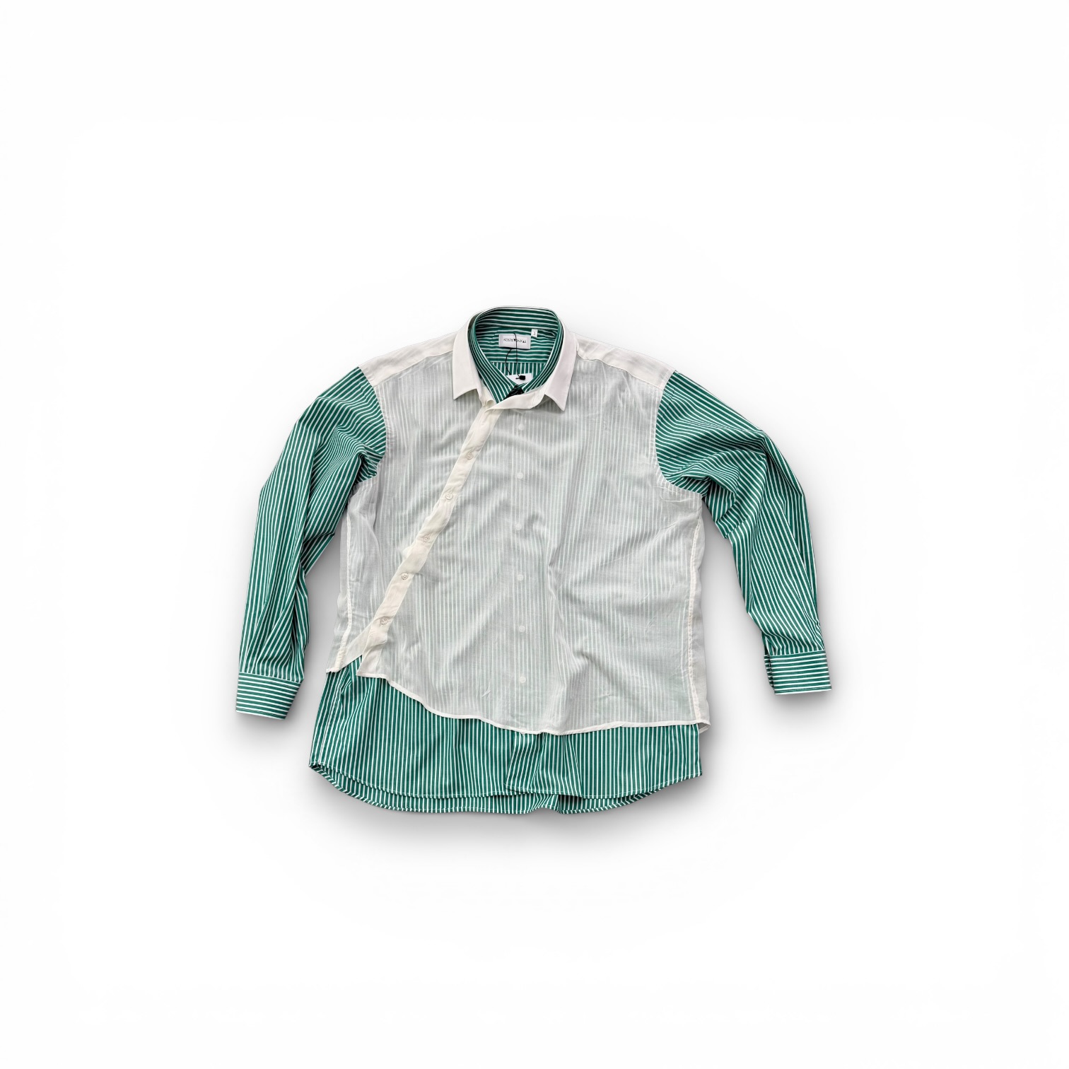 Layered Striped Shirt with Muslin Overlay Detail