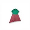 Emerald Green & Terracotta Red Asymmetrical Shirt Dress