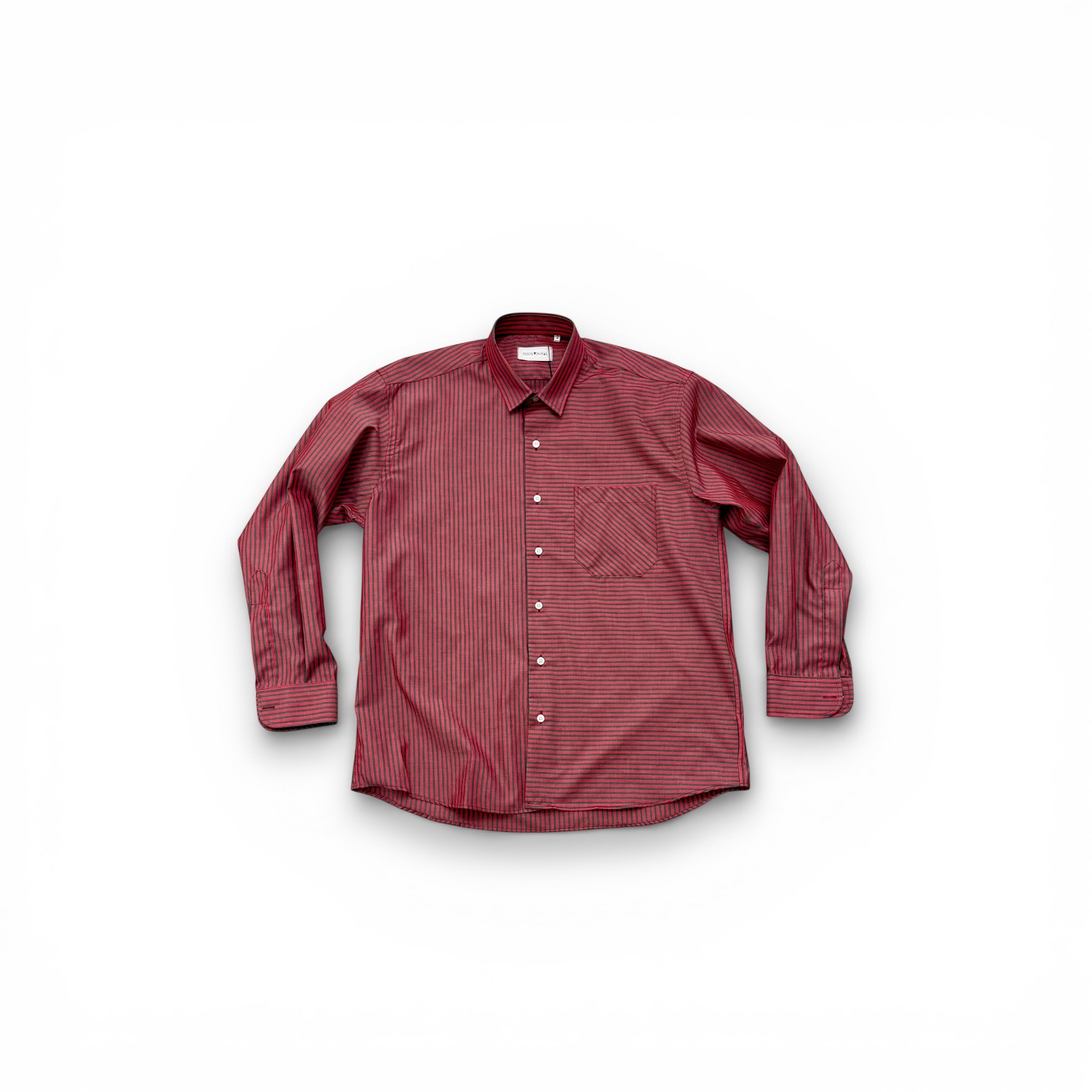 Deep Red & Dark Grey Pinstripe Regular Fit Shirt