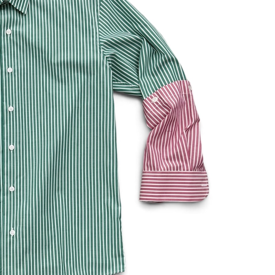 Unisex 2-in-1 Striped Cotton Shirt – Green & Pink